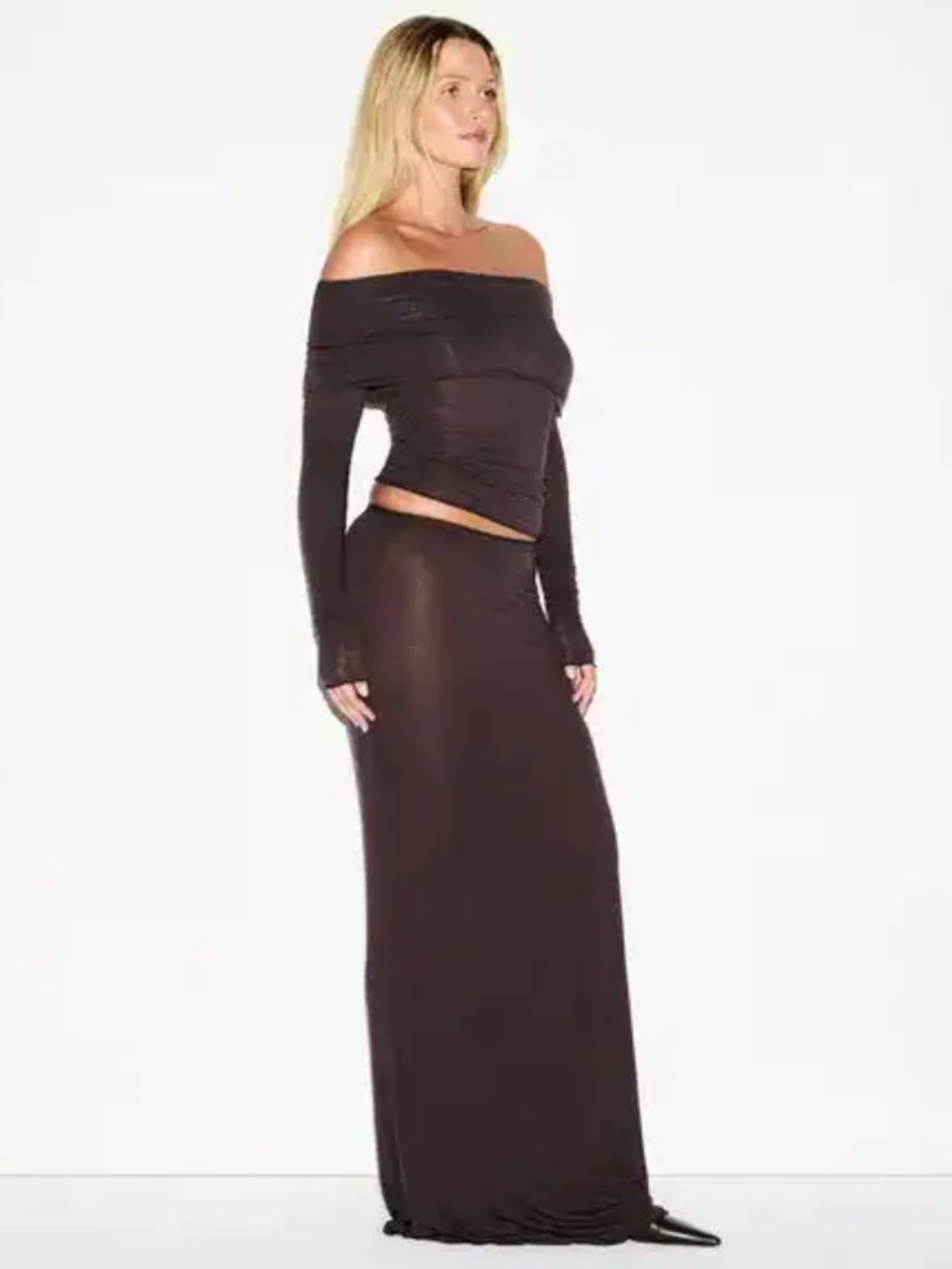 NWT! SKIMS Sheer Modal Long Skirt in Phoenix